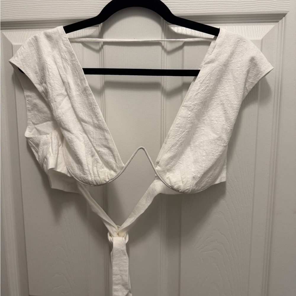 Women’s White Fox White Tie-Back Crop Top